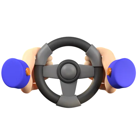 Hand Holding Car Steering  3D Icon