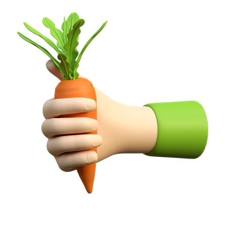 Hand Holding Carrot 3D Icon