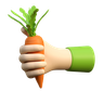 hand holding carrot 3d images