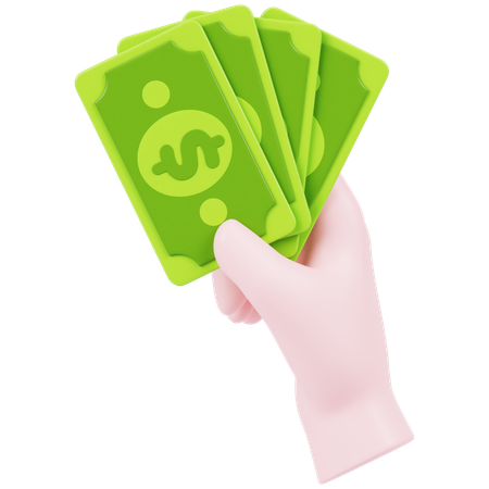 Hand Holding Cash  3D Icon