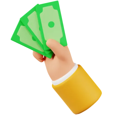 Hand Holding Cash  3D Icon