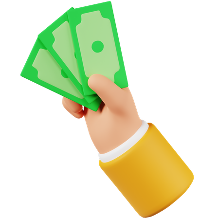Hand Holding Cash  3D Icon