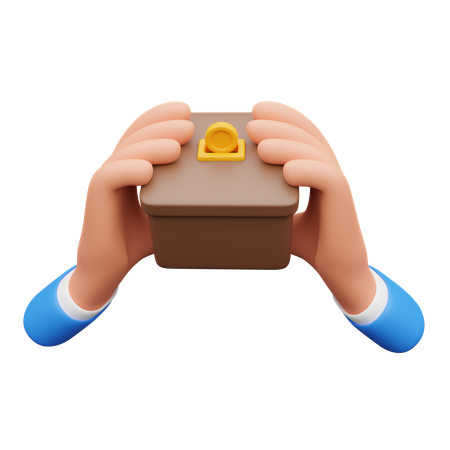 Hand holding charity box  3D Icon