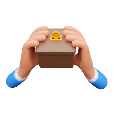 Hand holding charity box  3D Icon