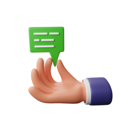 Hand holding chat bubble  3D Icon