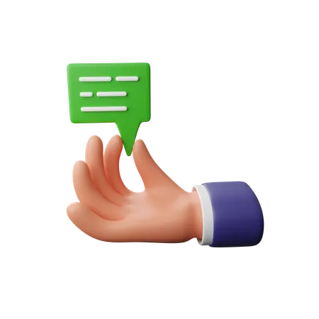 Hand holding chat bubble  3D Icon