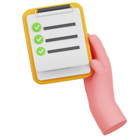 Hand Holding Checklist  3D Icon