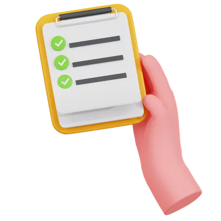 Hand Holding Checklist  3D Icon