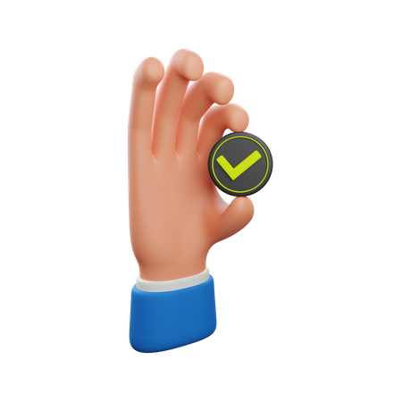 Hand holding checkmark  3D Icon