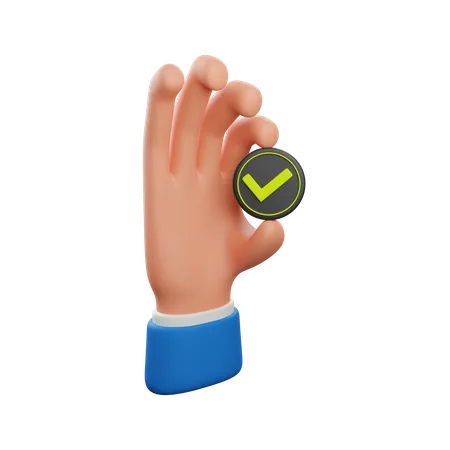Hand holding checkmark  3D Icon