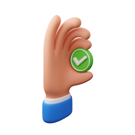 Hand holding checkmark sign  3D Icon
