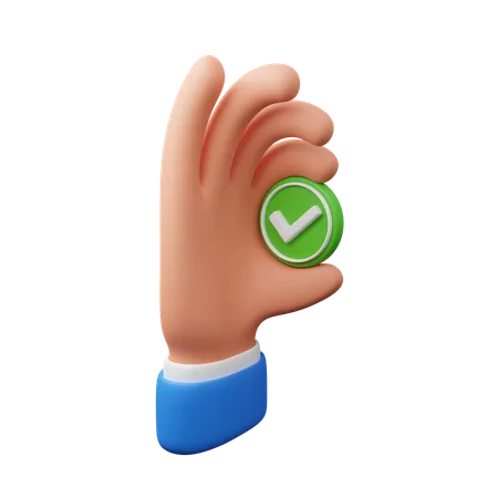 Hand Holding Checkmark Sign Download This Item Now 3D Icon