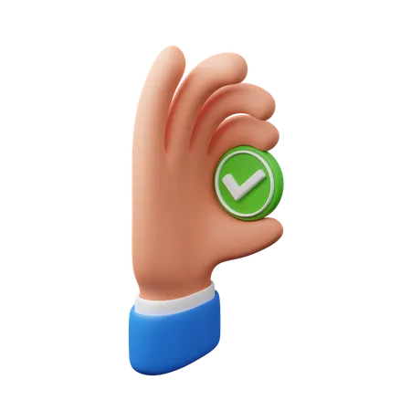 Hand holding checkmark sign  3D Icon