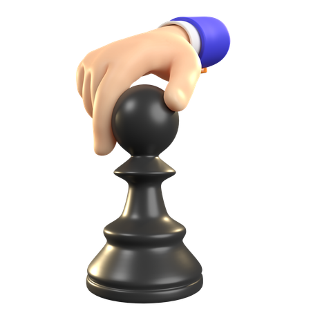 Hand Holding Chess Pawn  3D Icon