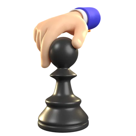 Hand Holding Chess Pawn  3D Icon