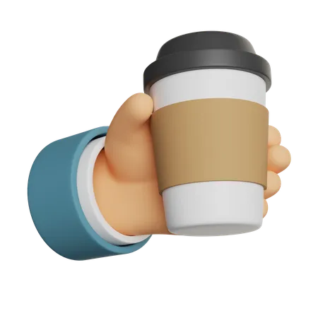 Hand Holding Coffee  3D Icon