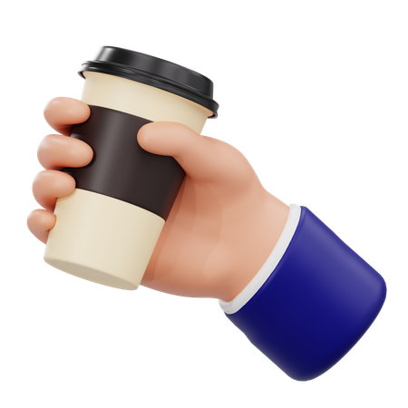 Hand Holding Coffee Cup  3D Icon