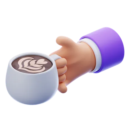 Hand Holding Coffee Cup  3D Icon