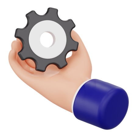 Hand Holding Cogwheel  3D Icon