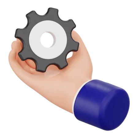 Hand Holding Cogwheel  3D Icon