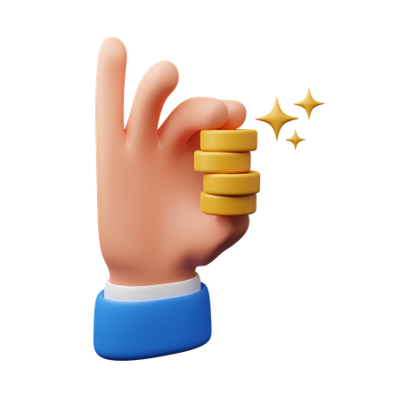 Hand holding coin  3D Icon