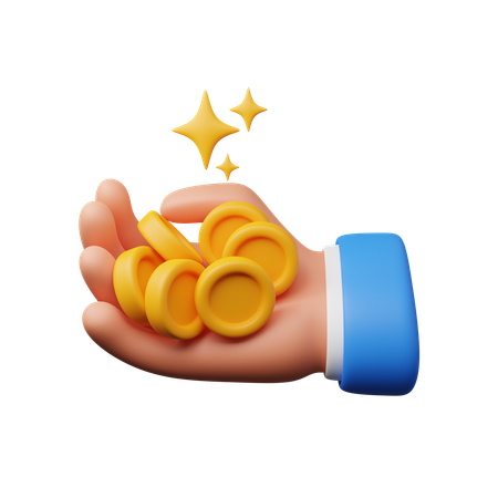 Hand holding coin  3D Icon