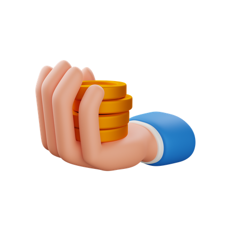 Hand holding coin  3D Icon