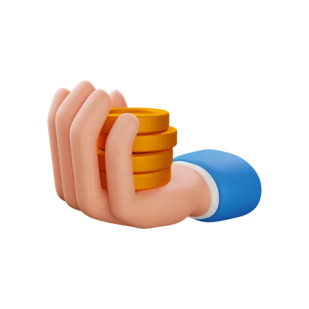 Hand holding coin  3D Icon