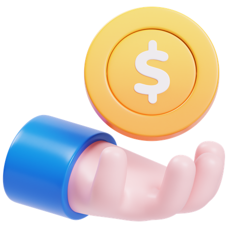 Hand Holding Coin  3D Icon