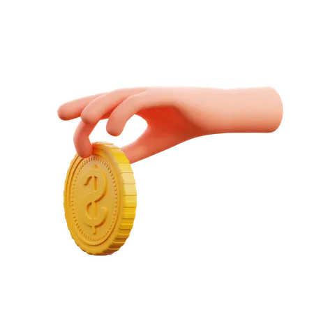 Hand holding coin  3D Icon