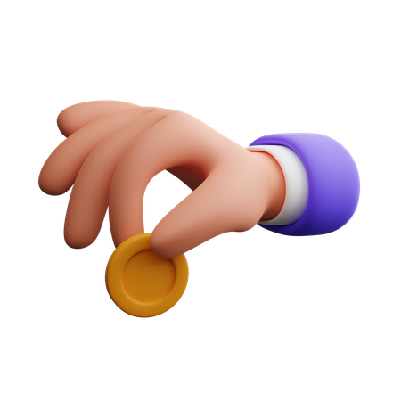 Hand holding coin  3D Icon