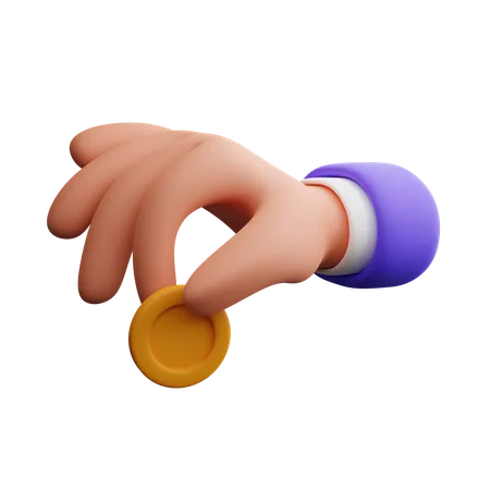 Hand holding coin  3D Icon