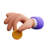 Hand holding coin