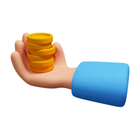 Hand Holding Coin  3D Icon