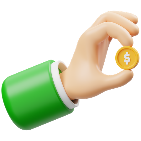 Hand Holding Coin  3D Icon