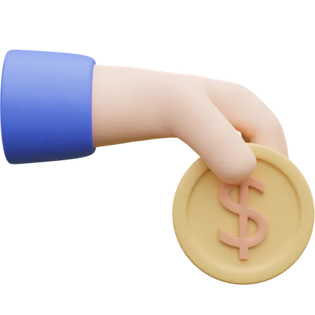 Hand Holding Coin  3D Icon