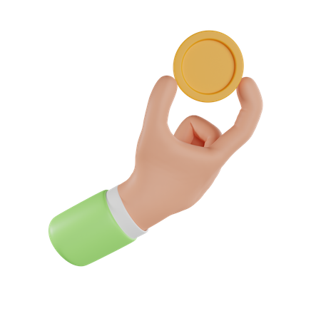 Hand Holding Coin  3D Icon