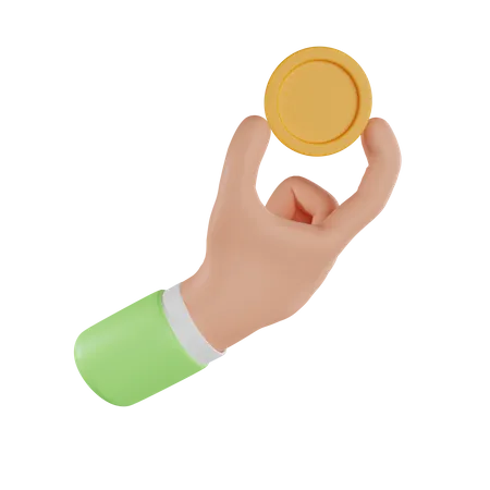 Hand Holding Coin  3D Icon