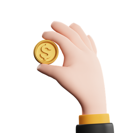 Hand Holding Coin  3D Icon