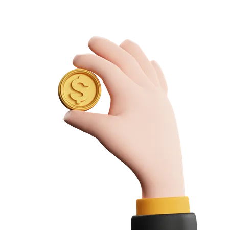 Hand Holding Coin  3D Icon