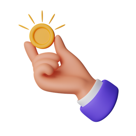 Hand Holding Coin  3D Icon