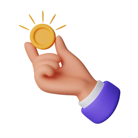 Hand Holding Coin  3D Icon