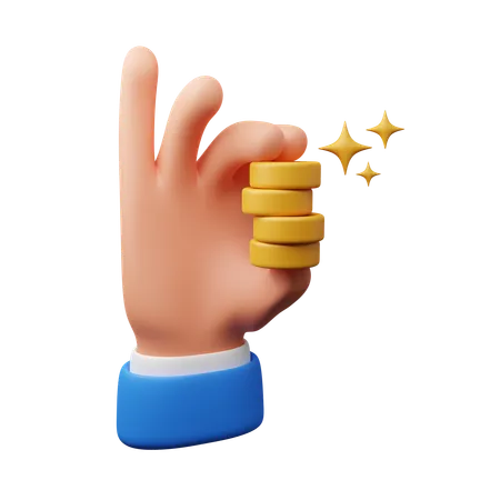 Hand holding coin  3D Icon