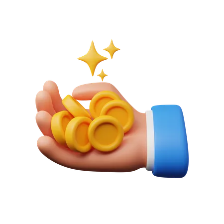 Hand holding coin  3D Icon