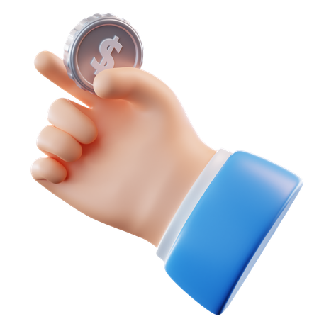 Hand Holding Coin  3D Icon