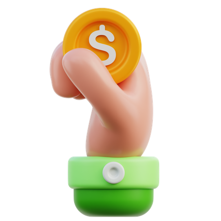 Hand Holding Coin  3D Icon