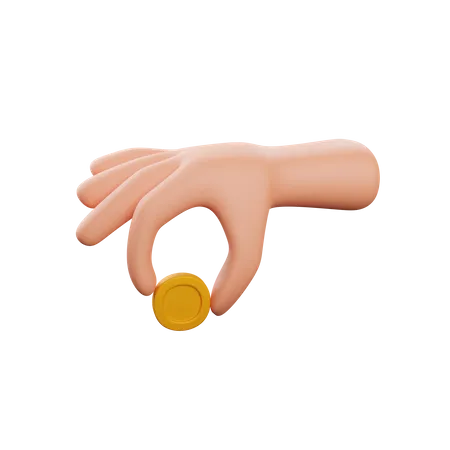 Hand Holding Coin  3D Icon