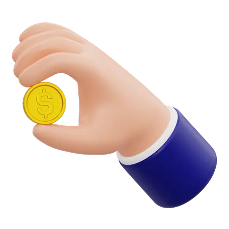 Hand Holding Coin  3D Icon