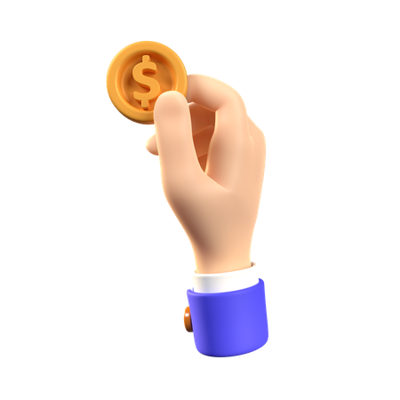 Hand Holding Coin  3D Icon