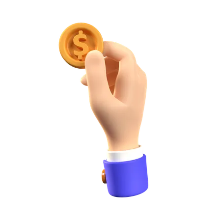 Hand Holding Coin  3D Icon